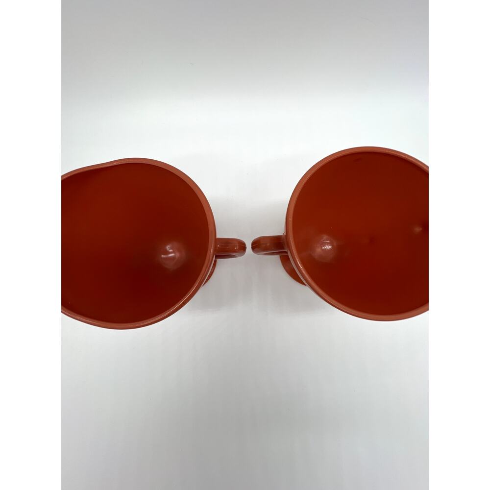 Vintage Hazel Atlas Glass Rust Orange Mid-Century Footed Open Creamer & Sugar - Picture 6 of 8